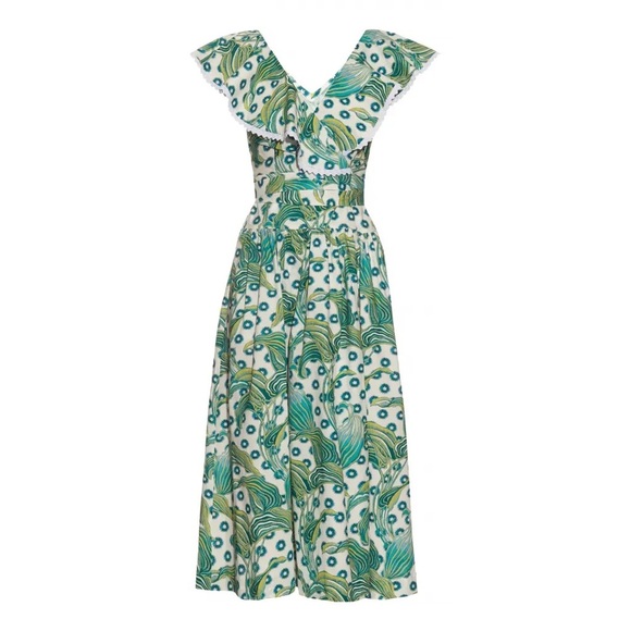 Temperley London 100% Cotton Wrap Dress see Measurements Tropical Floral Midi - Picture 1 of 11